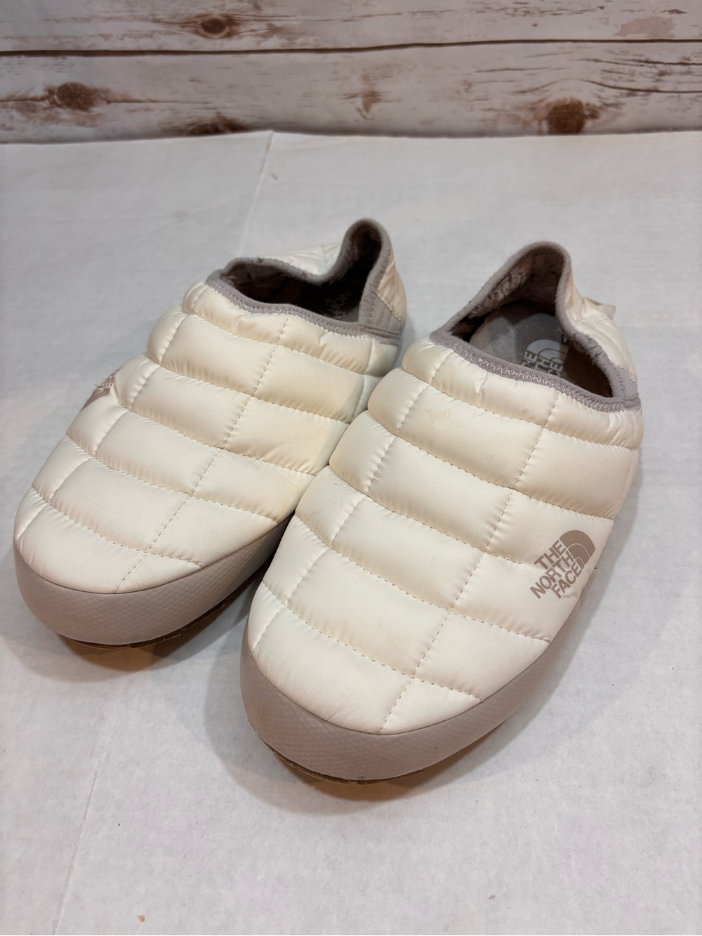 The North Face Quilted Slippers in White